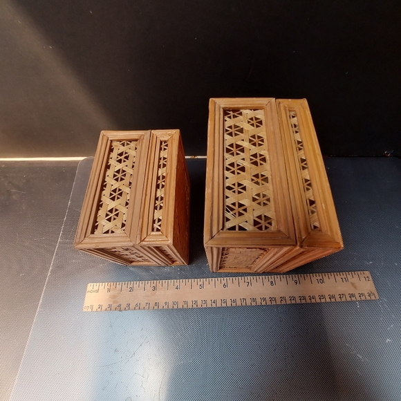 Bamboo woven intricate trinket jewelry boxes from China - Picture 4 of 7